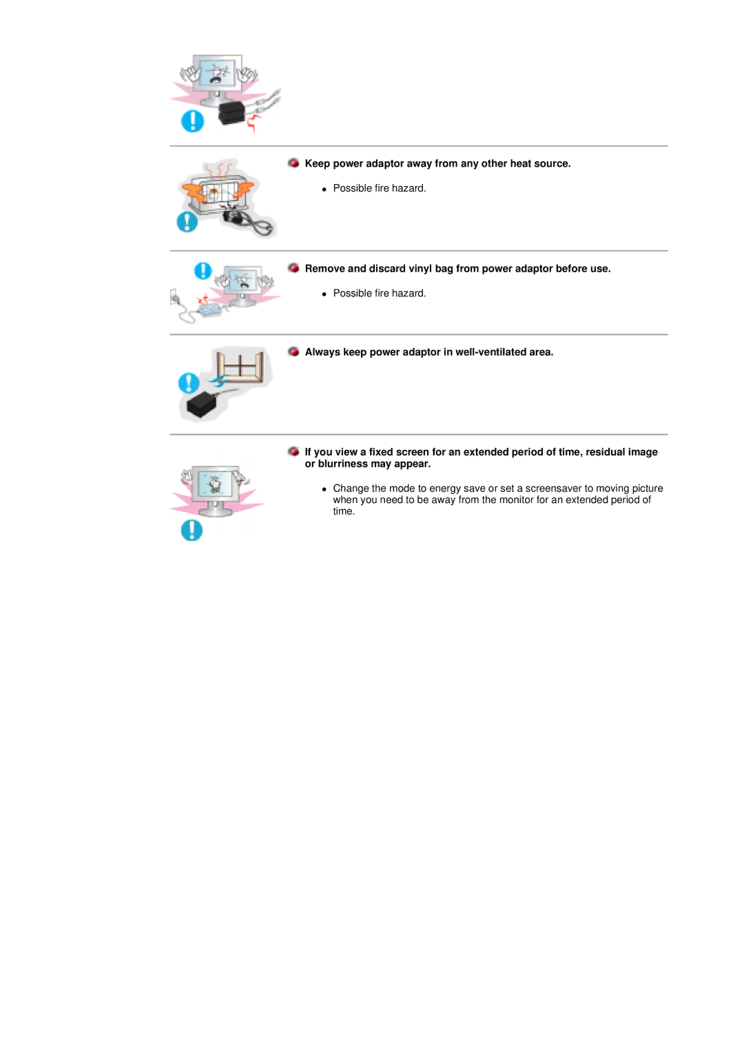 Samsung RT17ASSS/VNT manual Keep power adaptor away from any other heat source 