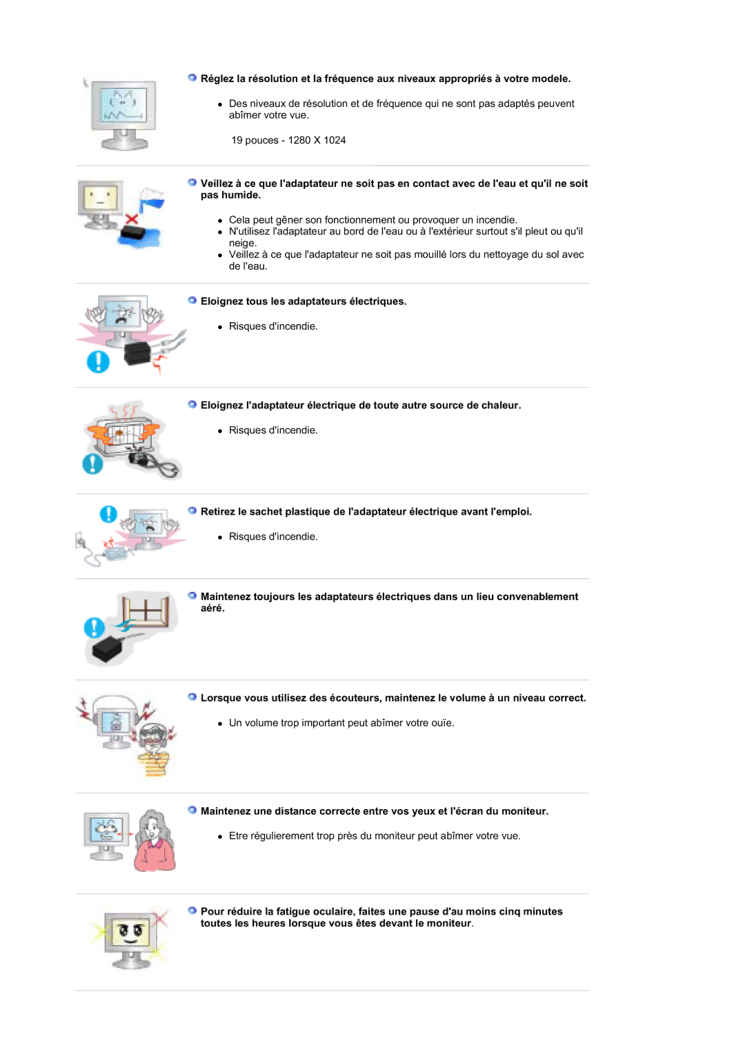 Samsung RT19FSSS/EDC manual Eloignez tous les adaptateurs électriques 