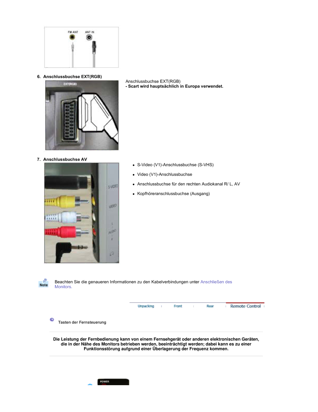 Samsung RT19FSSS/EDC manual Anschlussbuchse Extrgb 