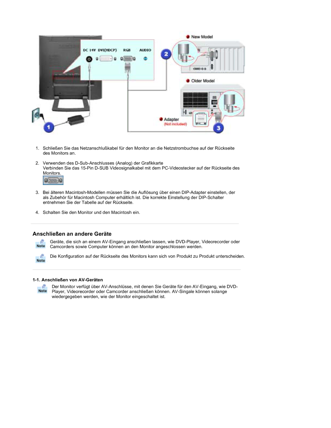 Samsung RT19FSSS/EDC manual Anschließen an andere Geräte, Anschließen von AV-Geräten 