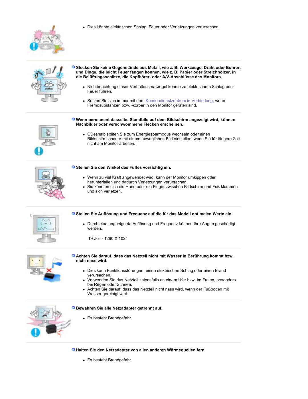 Samsung RT19FSSS/EDC manual Stellen Sie den Winkel des Fußes vorsichtig ein, Bewahren Sie alle Netzadapter getrennt auf 