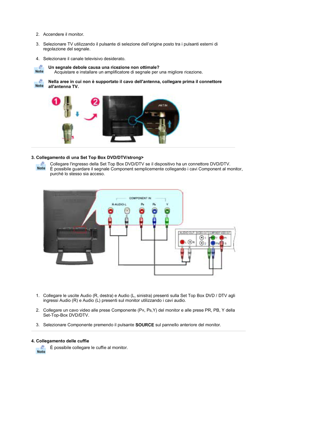 Samsung RT19FSSS/EDC manual Un segnale debole causa una ricezione non ottimale?, Collegamento delle cuffie 