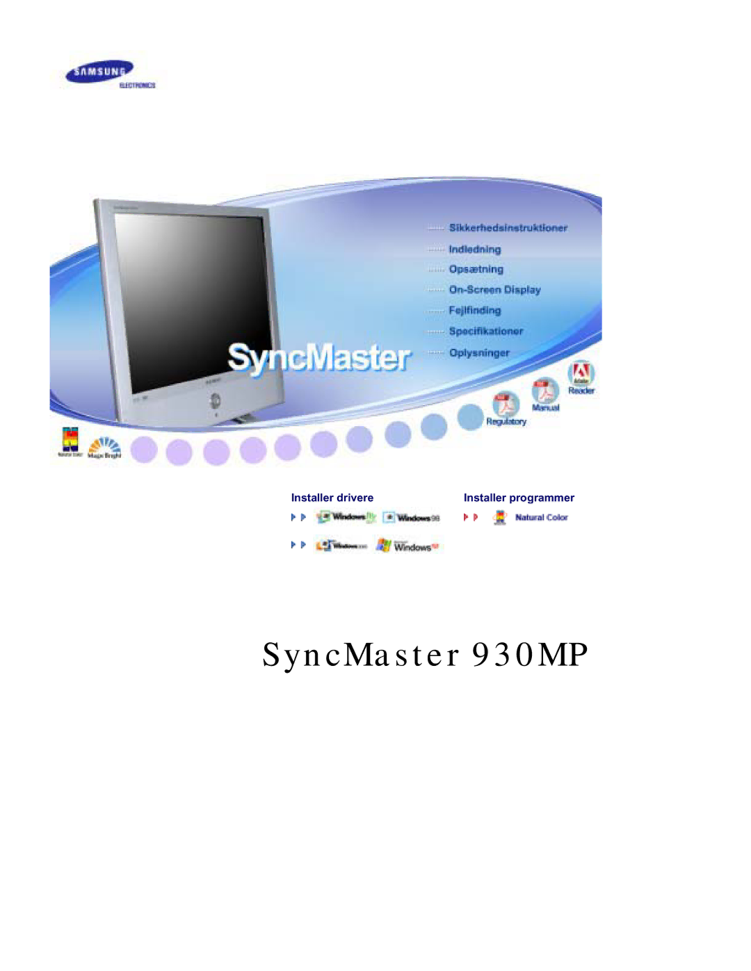 Samsung RT19FSSSV/XSJ, RT19FSSS/XSJ, RT19FSSS/EDC, RT19FSSS/XSG, RT19FSSS/MYA manual SyncMaster 930MP 