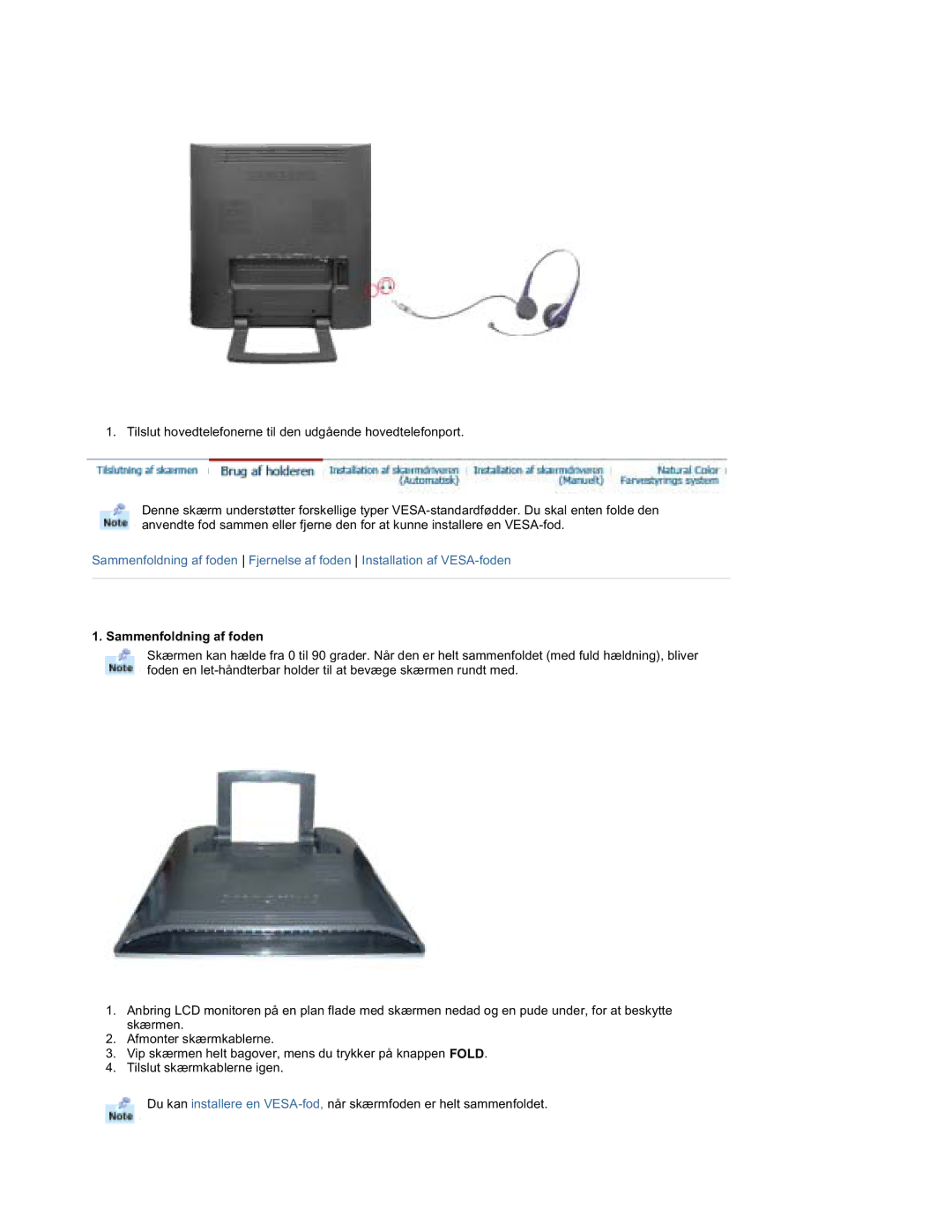 Samsung RT19FSSS/EDC manual Sammenfoldning af foden 