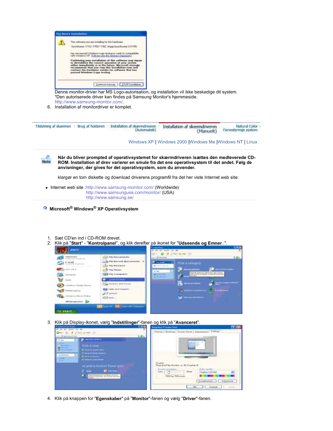 Samsung RT19FSSS/EDC manual Microsoft Windows XP Operativsystem 