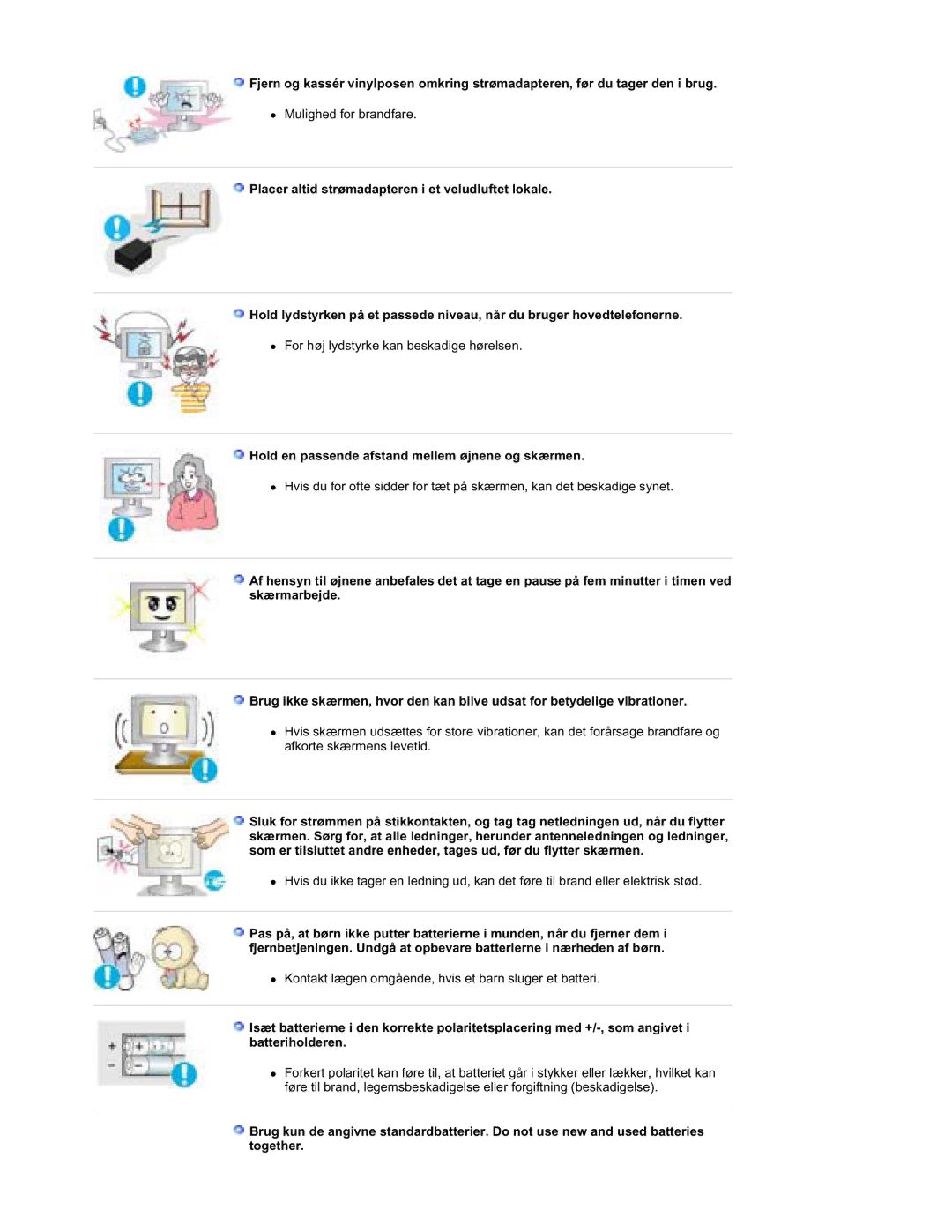 Samsung RT19FSSS/EDC manual Hold en passende afstand mellem øjnene og skærmen 