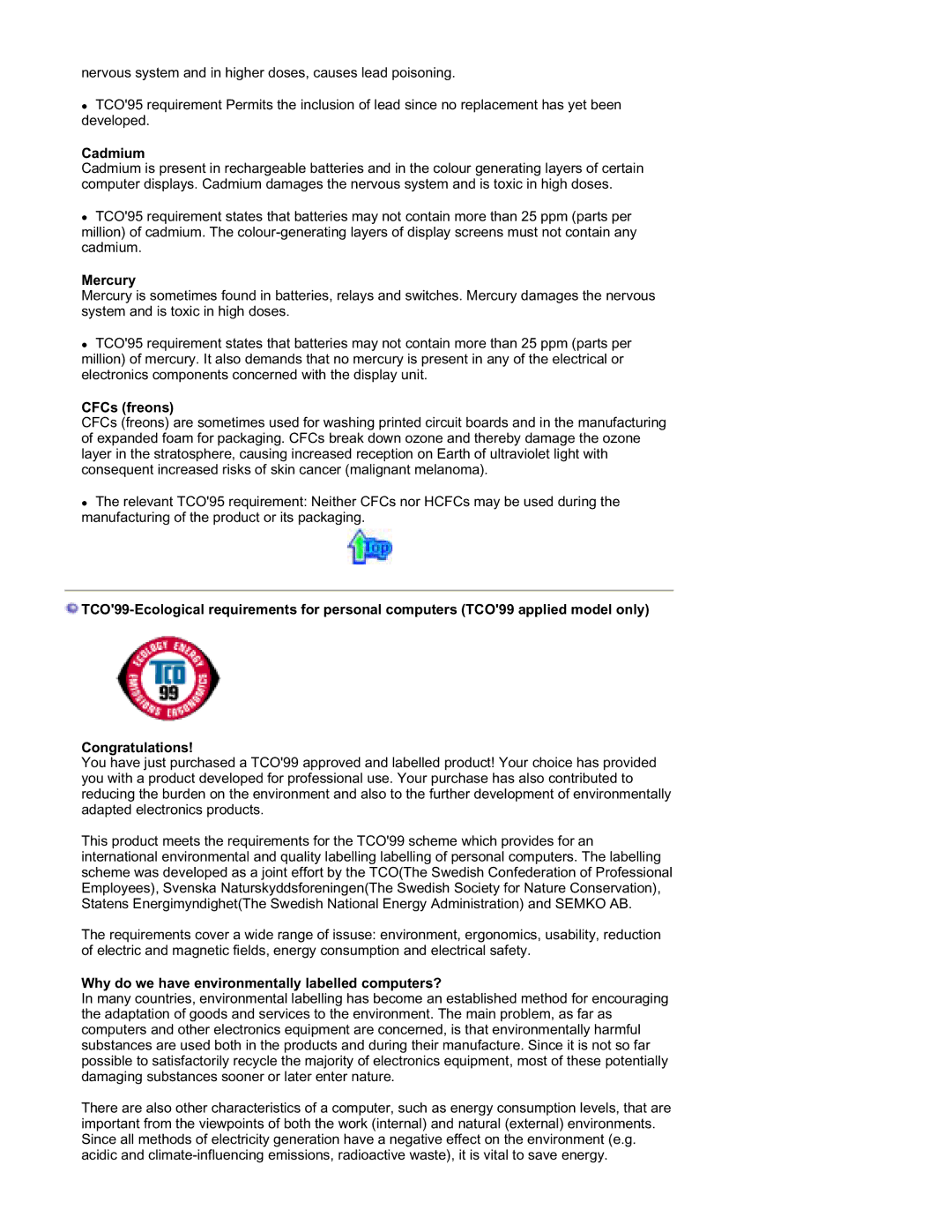 Samsung RT19FSSS/EDC manual Cadmium, Mercury, CFCs freons, Why do we have environmentally labelled computers? 