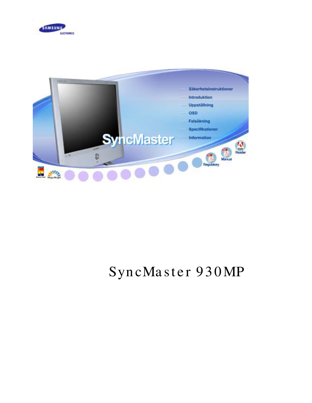 Samsung RT19FSSSV/XSJ, RT19FSSS/XSJ, RT19FSSS/EDC, RT19FSSS/XSG, RT19FSSS/MYA manual SyncMaster 930MP 