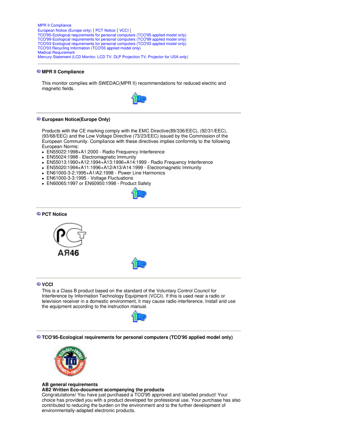 Samsung RT19FSSS/EDC manual MPR II Compliance, European NoticeEurope Only, PCT Notice 