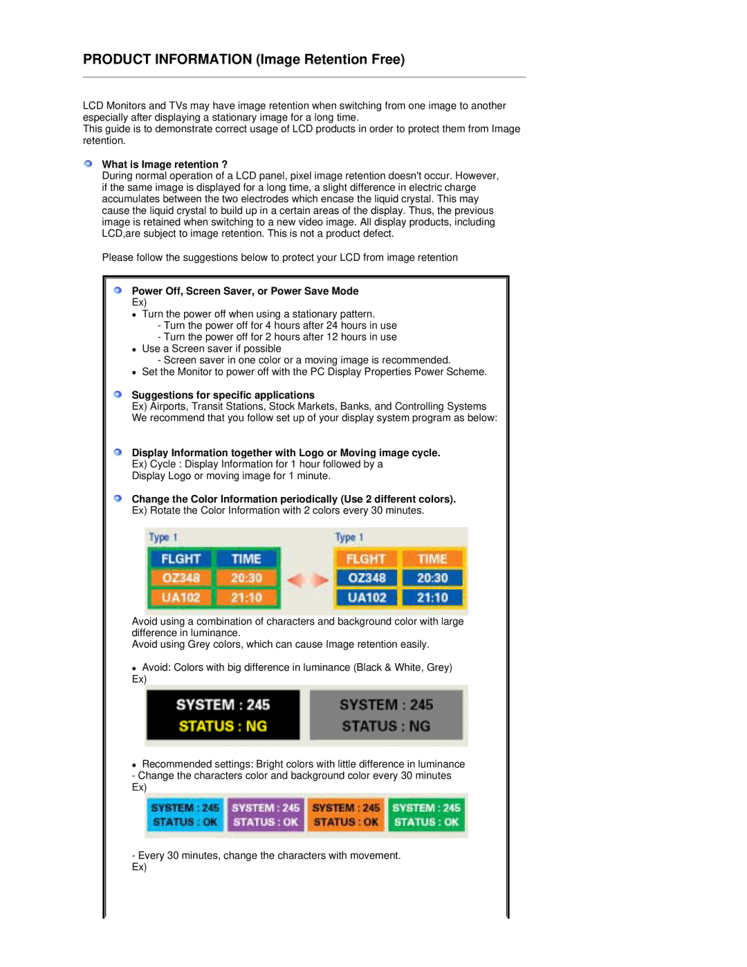 Samsung RT19FSSS/EDC manual What is Image retention ?, Power Off, Screen Saver, or Power Save Mode 