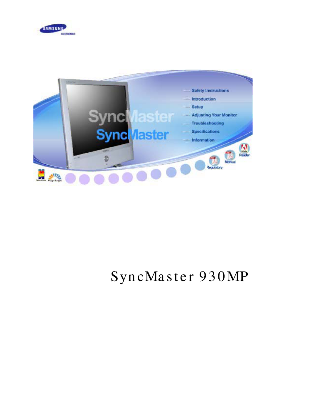 Samsung RT19FSSS/EDC manual SyncMaster 930MP 