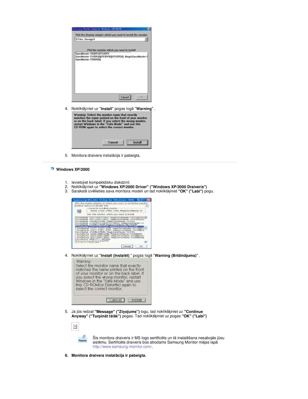 Samsung RT19FSSS/EDC manual Windows XP/2000 