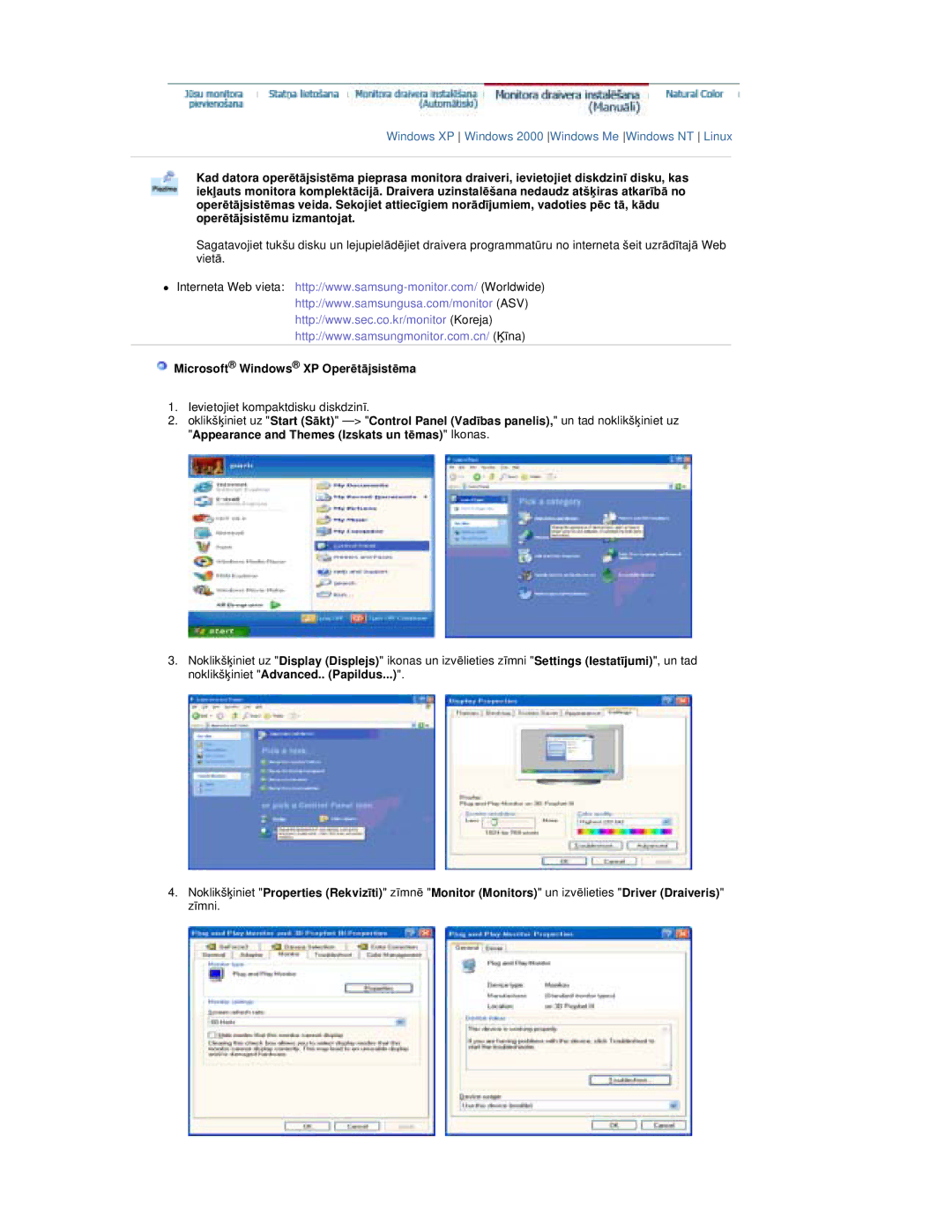 Samsung RT19FSSS/EDC manual Microsoft Windows XP OperƝtƗjsistƝma 