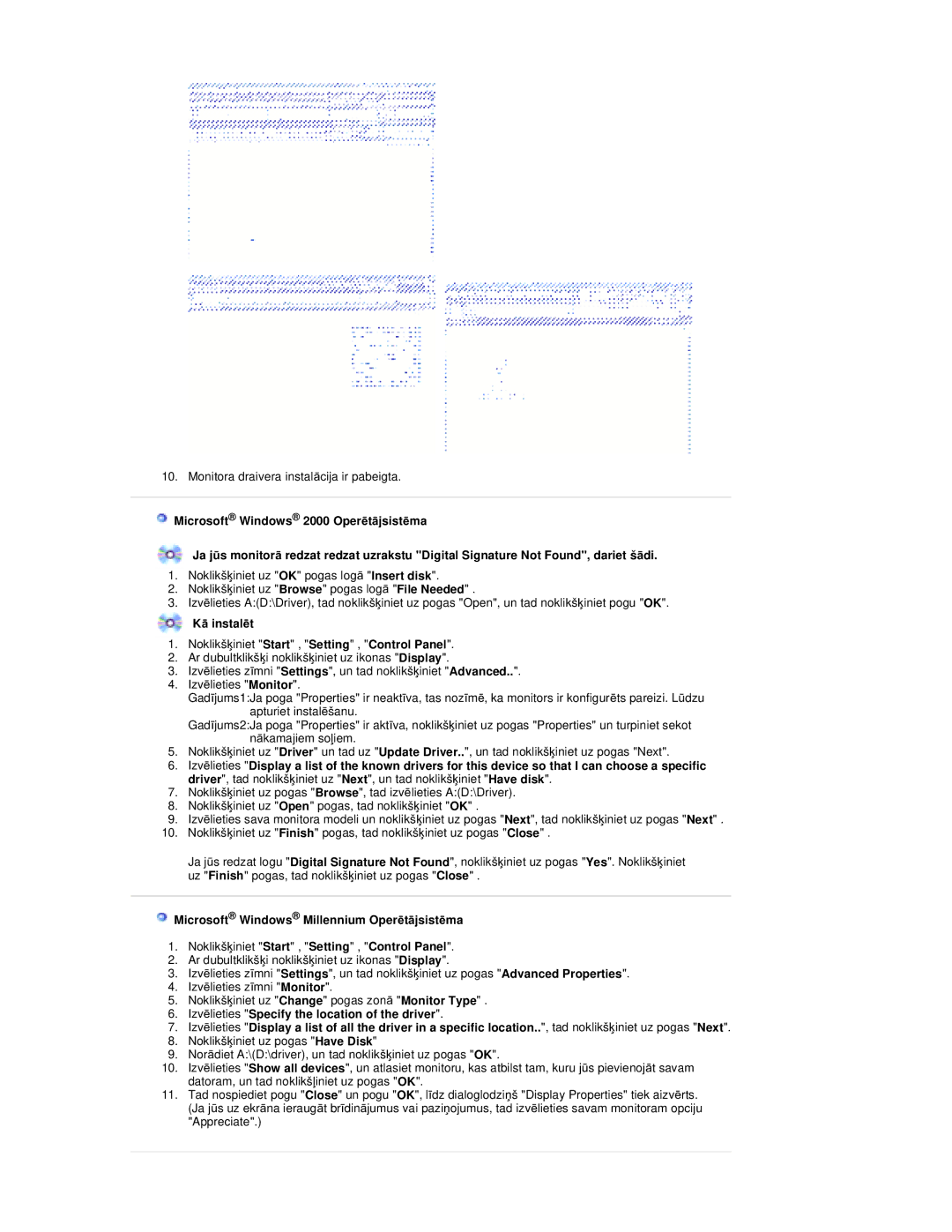 Samsung RT19FSSS/EDC manual KƗ instalƝt, Microsoft Windows Millennium OperƝtƗjsistƝma 