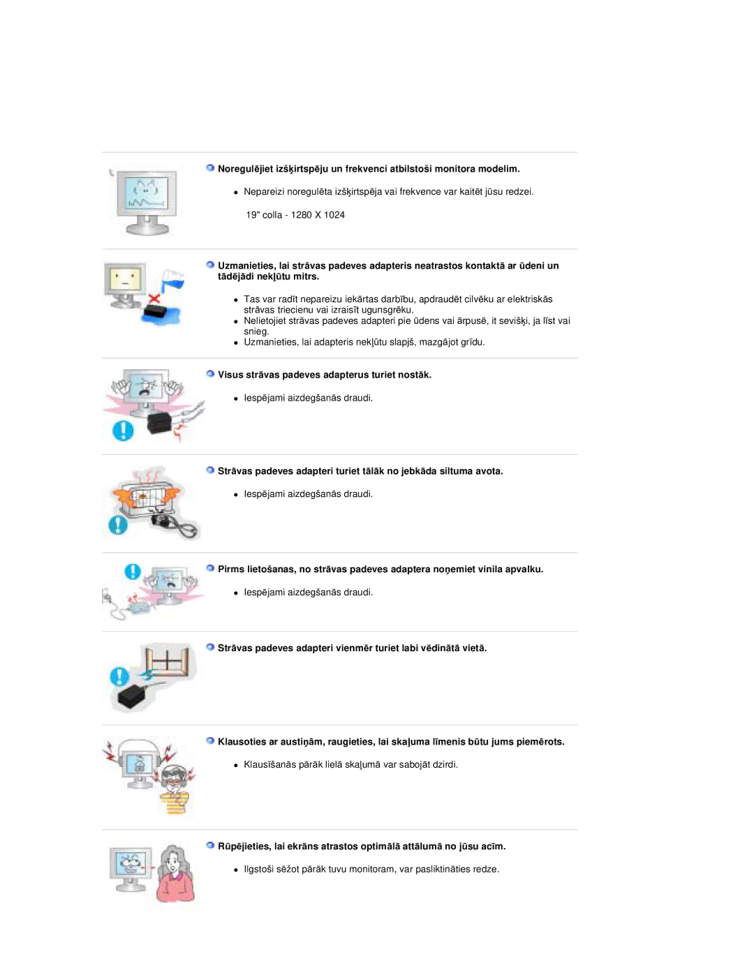 Samsung RT19FSSS/EDC manual Visus strƗvas padeves adapterus turiet nostƗk 