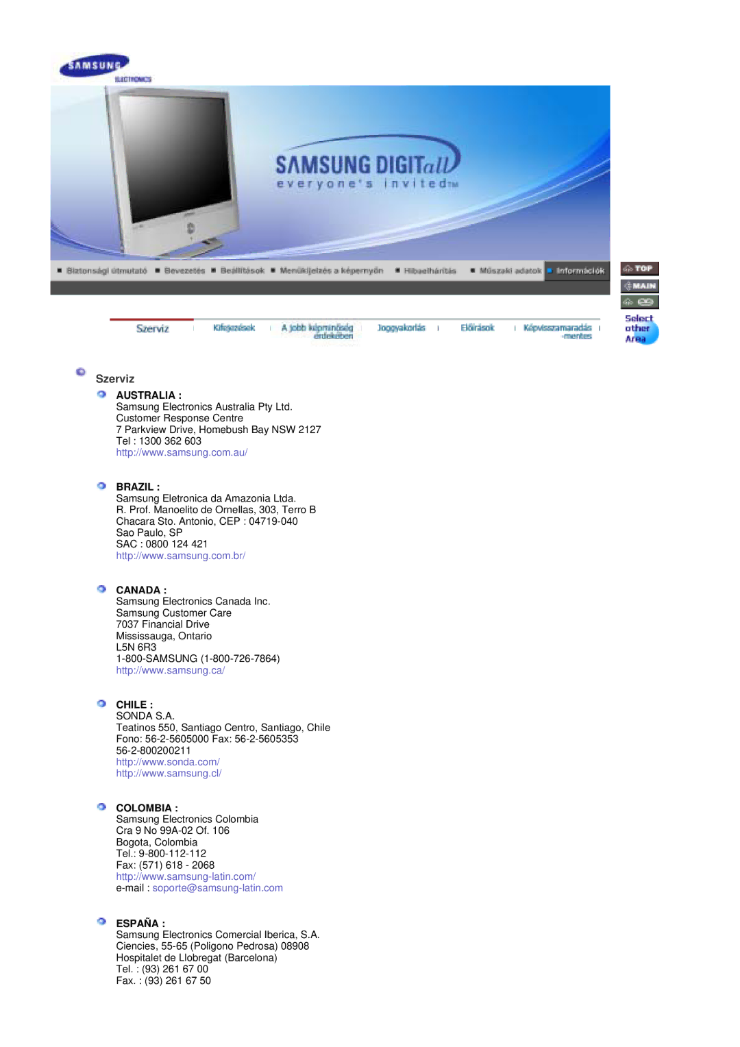 Samsung RT19FSSS/EDC manual Szerviz 