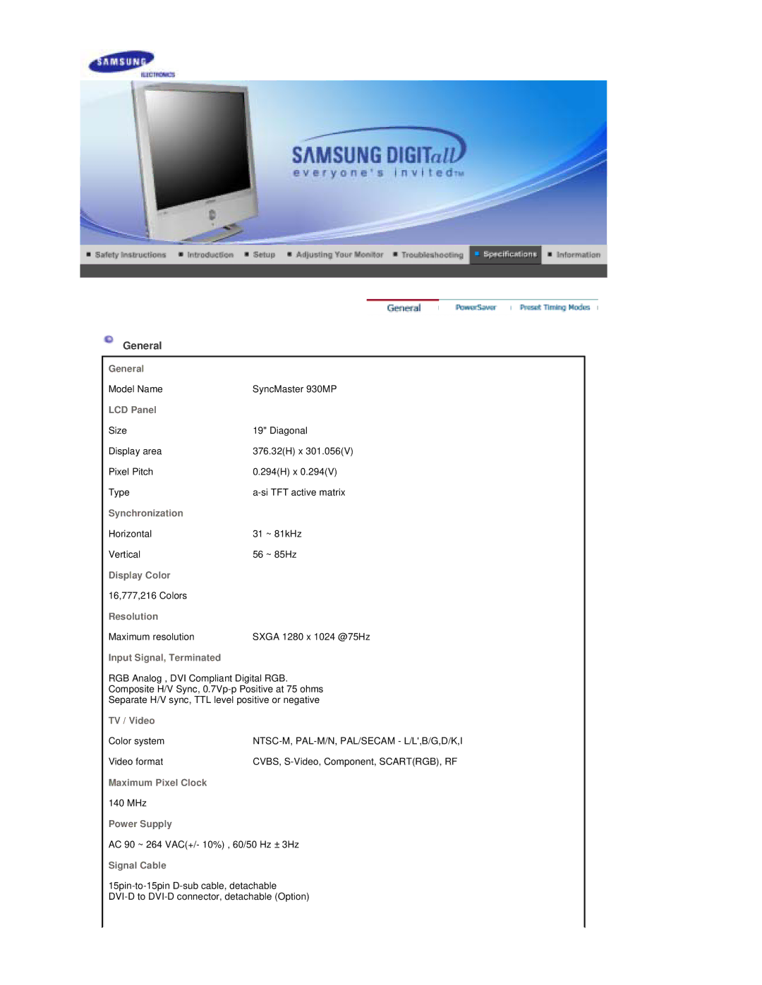 Samsung RT19FSSS/XSG, RT19FSSS/XSJ, RT19FSSSV/XSJ, RT19FSSS/EDC, RT19FSSS/MYA manual General 