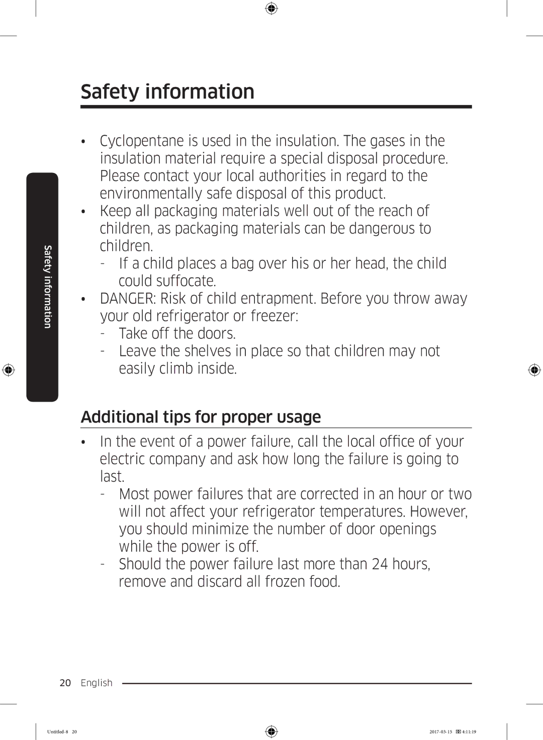 Samsung RT21M6211SG/ME manual Additional tips for proper usage 