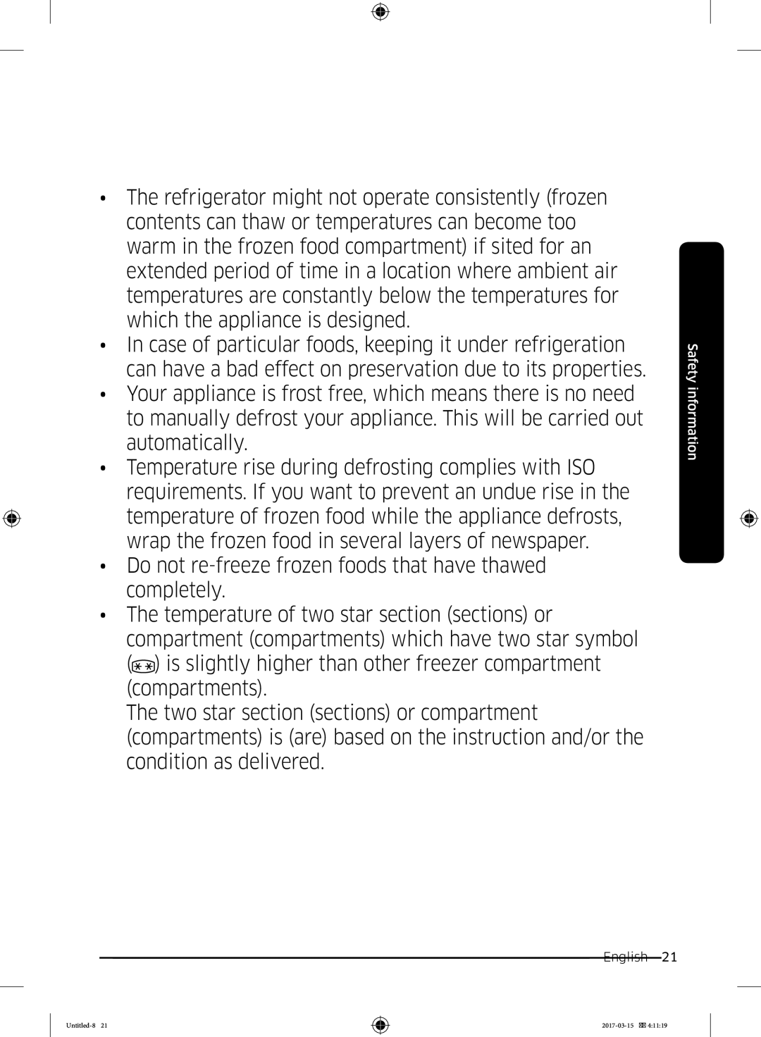 Samsung RT21M6211SG/ME manual Safety information 