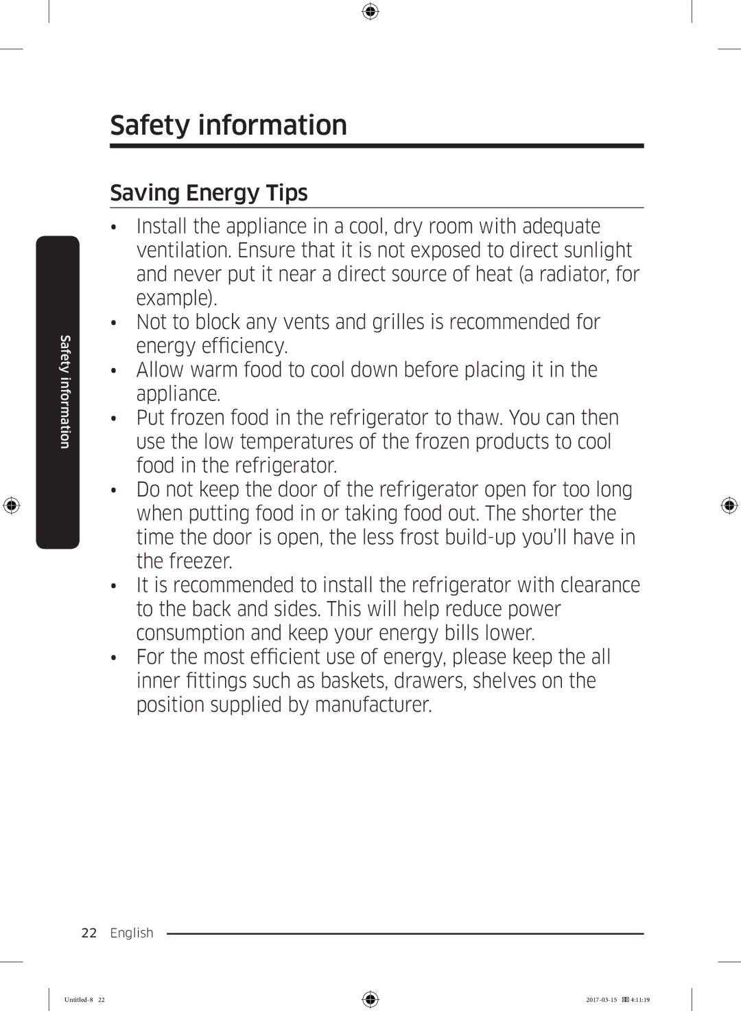 Samsung RT21M6211SG/ME manual Saving Energy Tips 