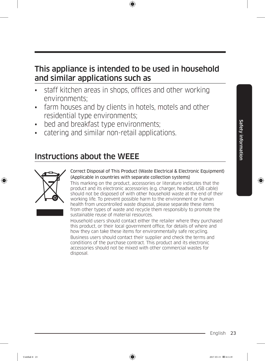 Samsung RT21M6211SG/ME manual Instructions about the Weee 