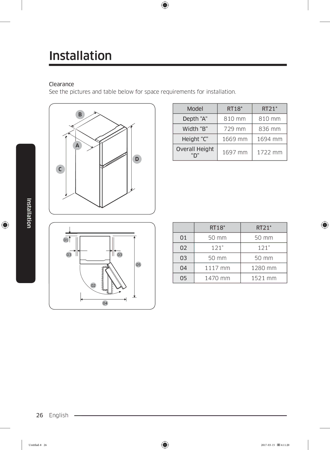 Samsung RT21M6211SG/ME manual Installation 