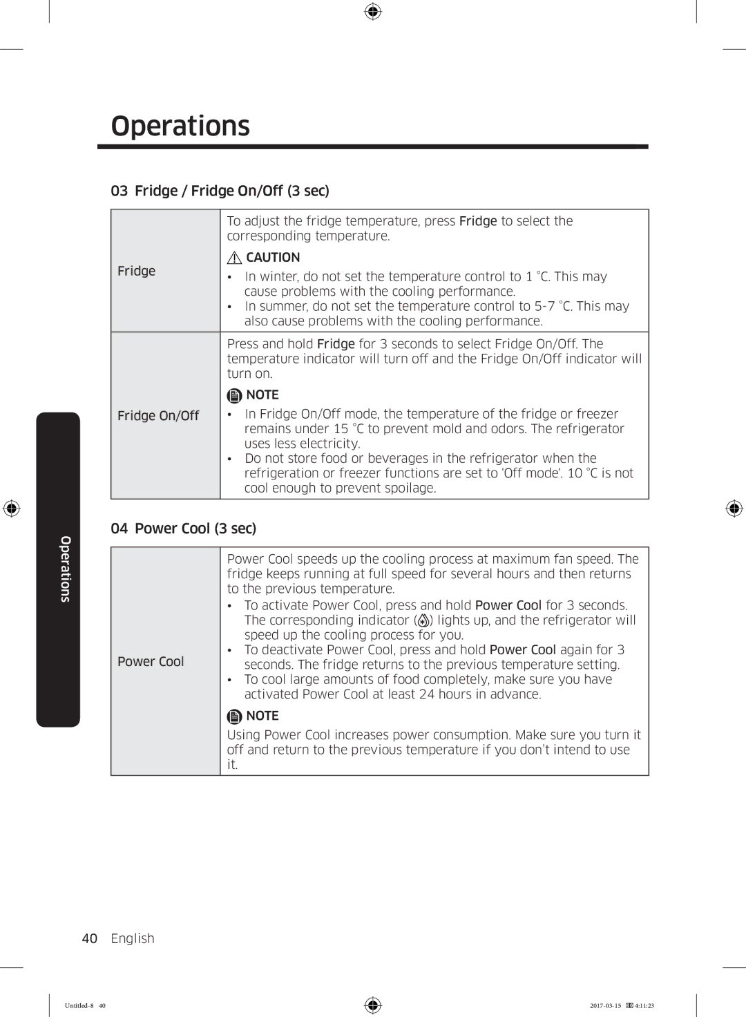 Samsung RT21M6211SG/ME manual Fridge / Fridge On/Off 3 sec, Power Cool 3 sec 