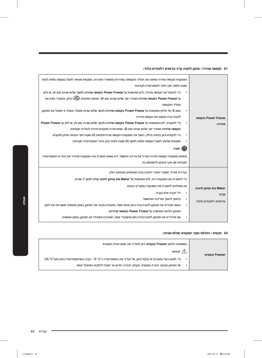 Samsung RT21M6211SR/ML manual תוינש שולש איפקמה יבצמ תפלחה / איפקמ 