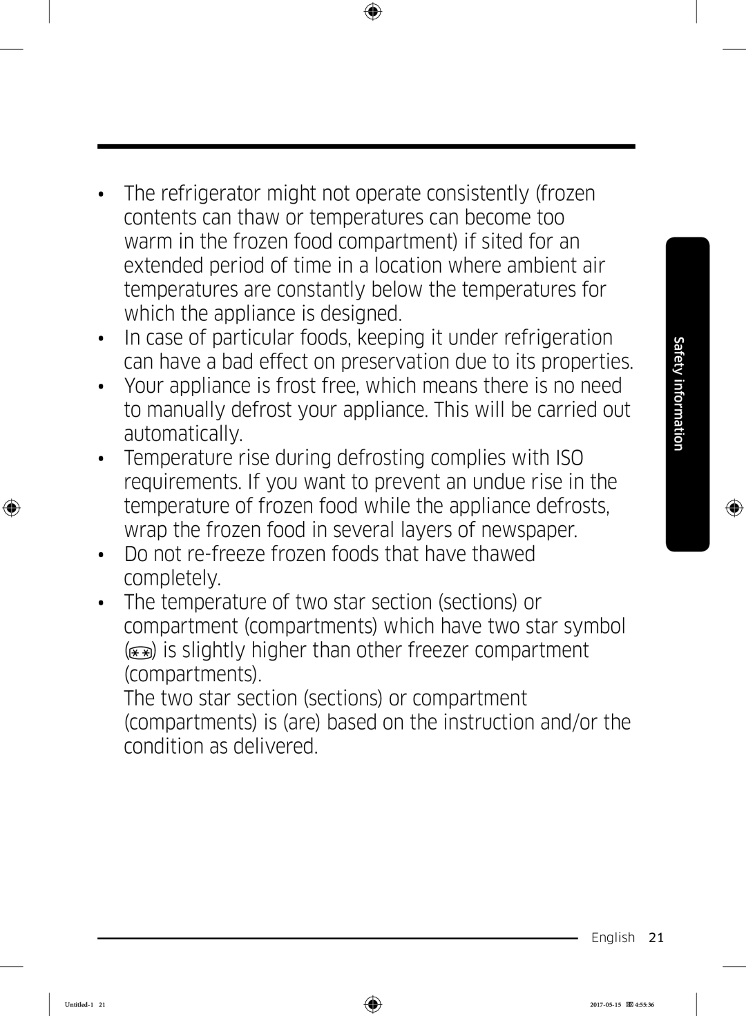 Samsung RT21M6211SR/ML manual Safety information 