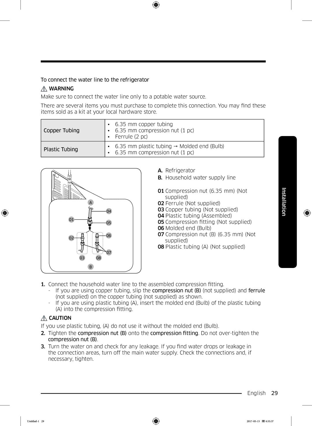 Samsung RT21M6211SR/ML manual Installation 