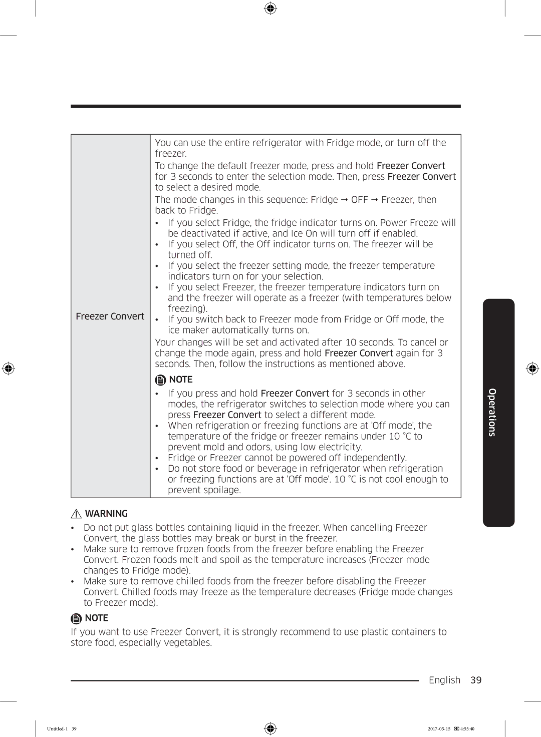 Samsung RT21M6211SR/ML manual Operations 