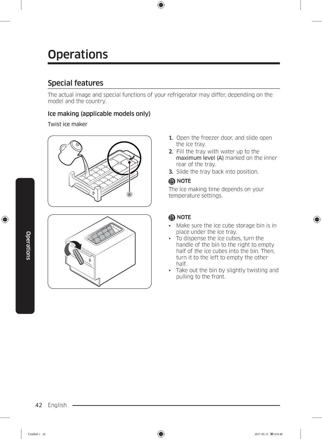 Samsung RT21M6211SR/ML manual Special features, Ice making applicable models only 