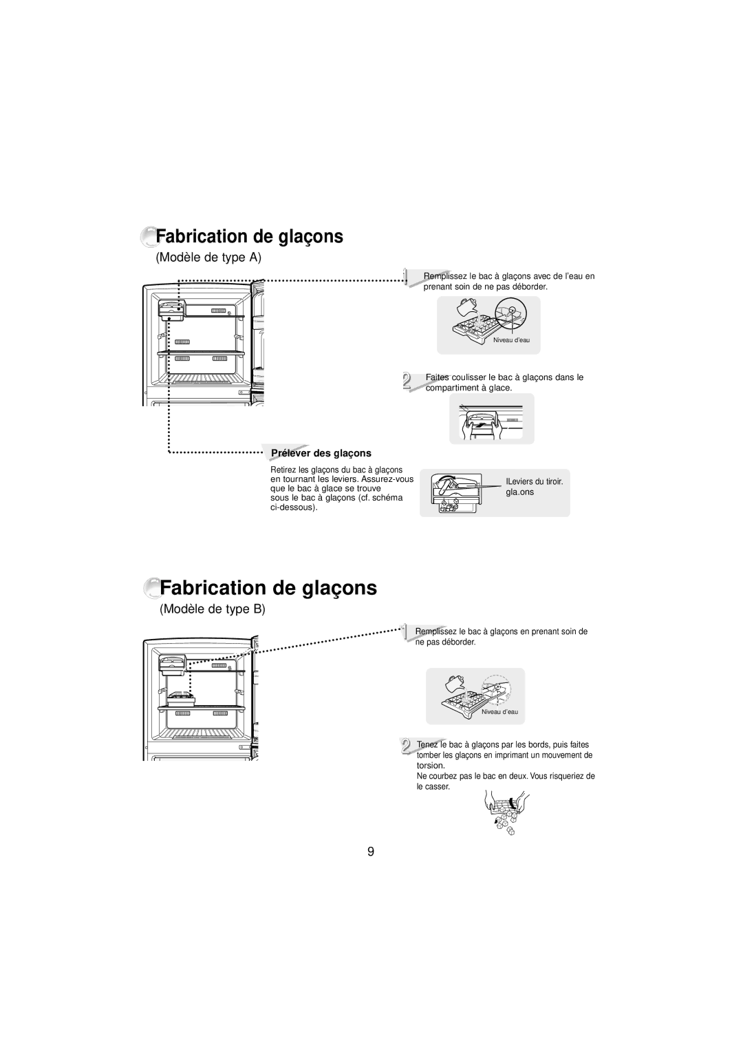 Samsung RT21MHSW1/CAH, RT21MHSW1/CAF, RT24MHSW1/CAF manual Fabrication de glaçons 