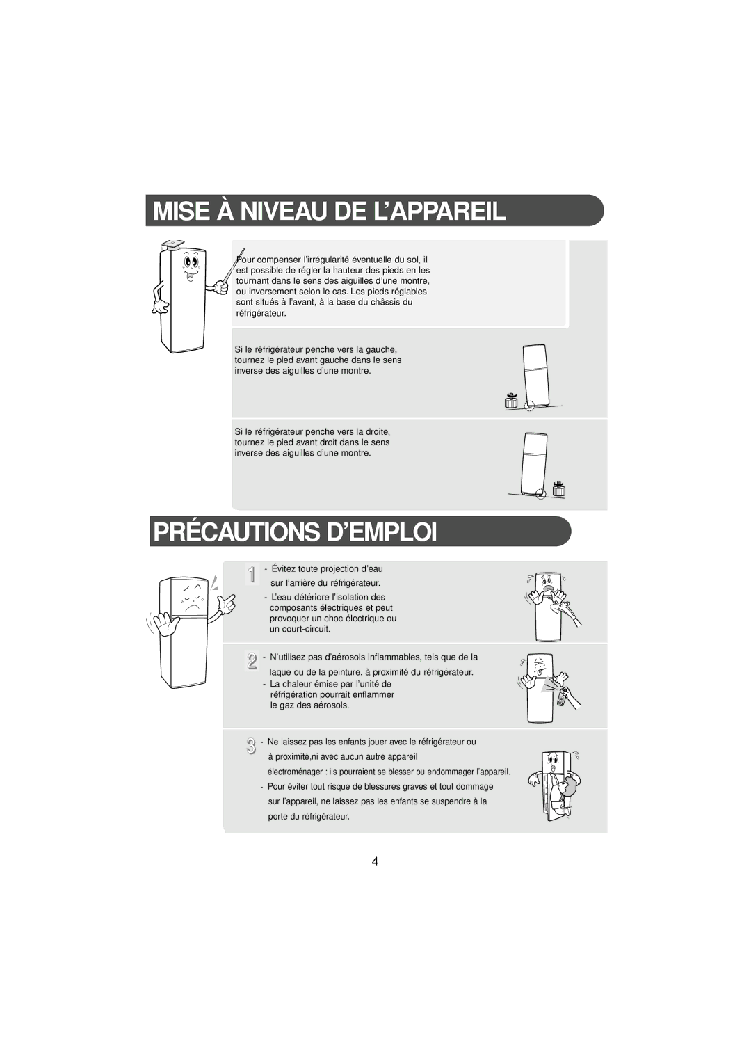 Samsung RT24MHSW1/CAF, RT21MHSW1/CAF, RT21MHSW1/CAH manual Mise À Niveau DE L’APPAREIL, Précautions D’EMPLOI 