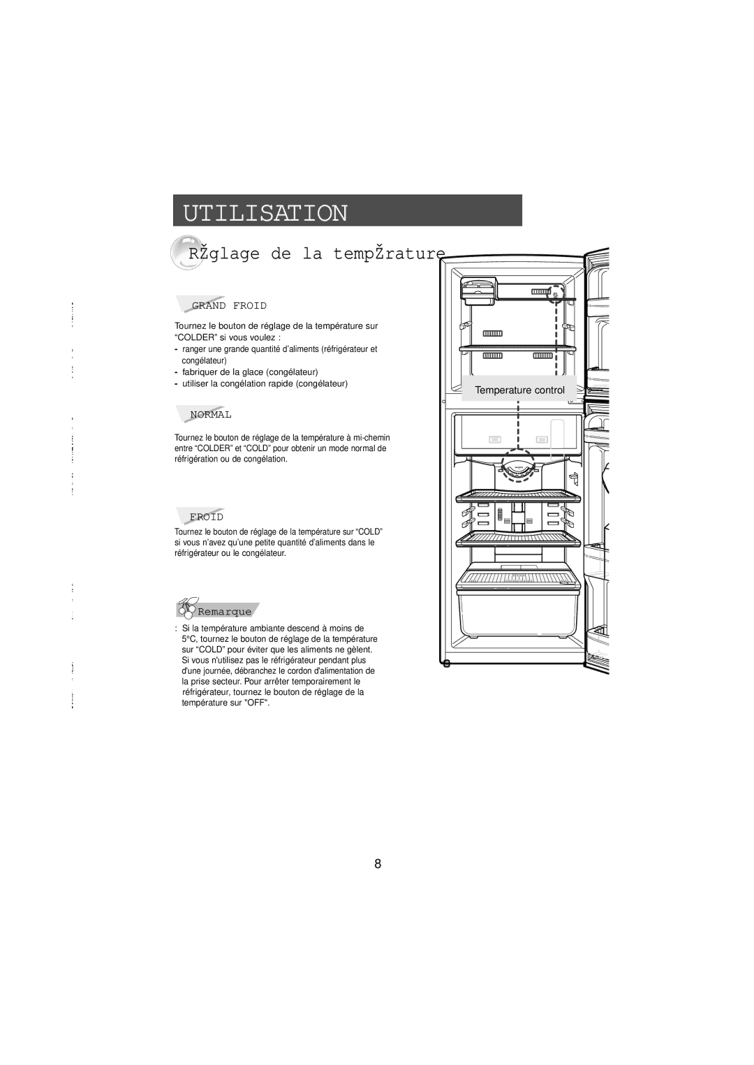 Samsung RT21MHSW1/CAF, RT21MHSW1/CAH, RT24MHSW1/CAF manual Utilisation, Remarque 