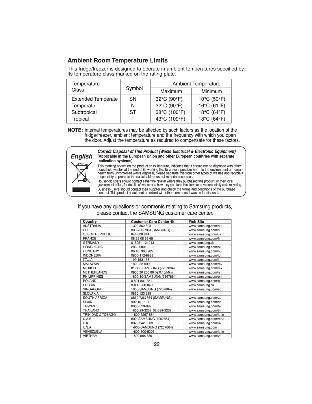 Samsung RT22DASW1/XEH, RT22DASS1/XEH, RT25DASW1/XEH, RT25DASS1/XEH manual 