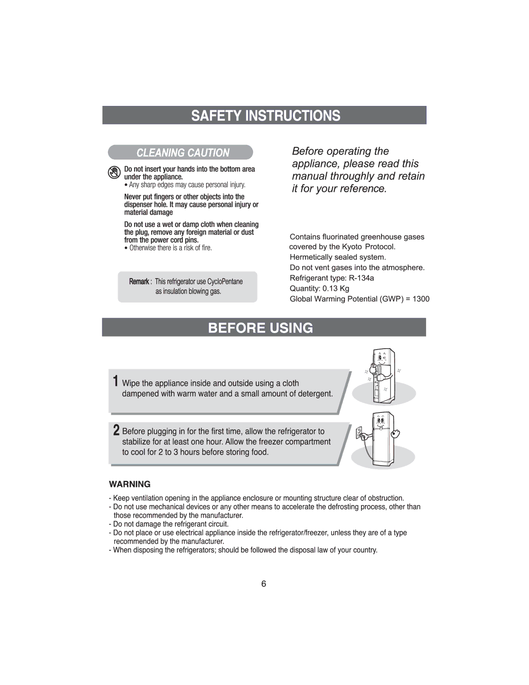 Samsung RT22DASW1/XEH, RT22DASS1/XEH, RT25DASW1/XEH, RT25DASS1/XEH manual Before Using 