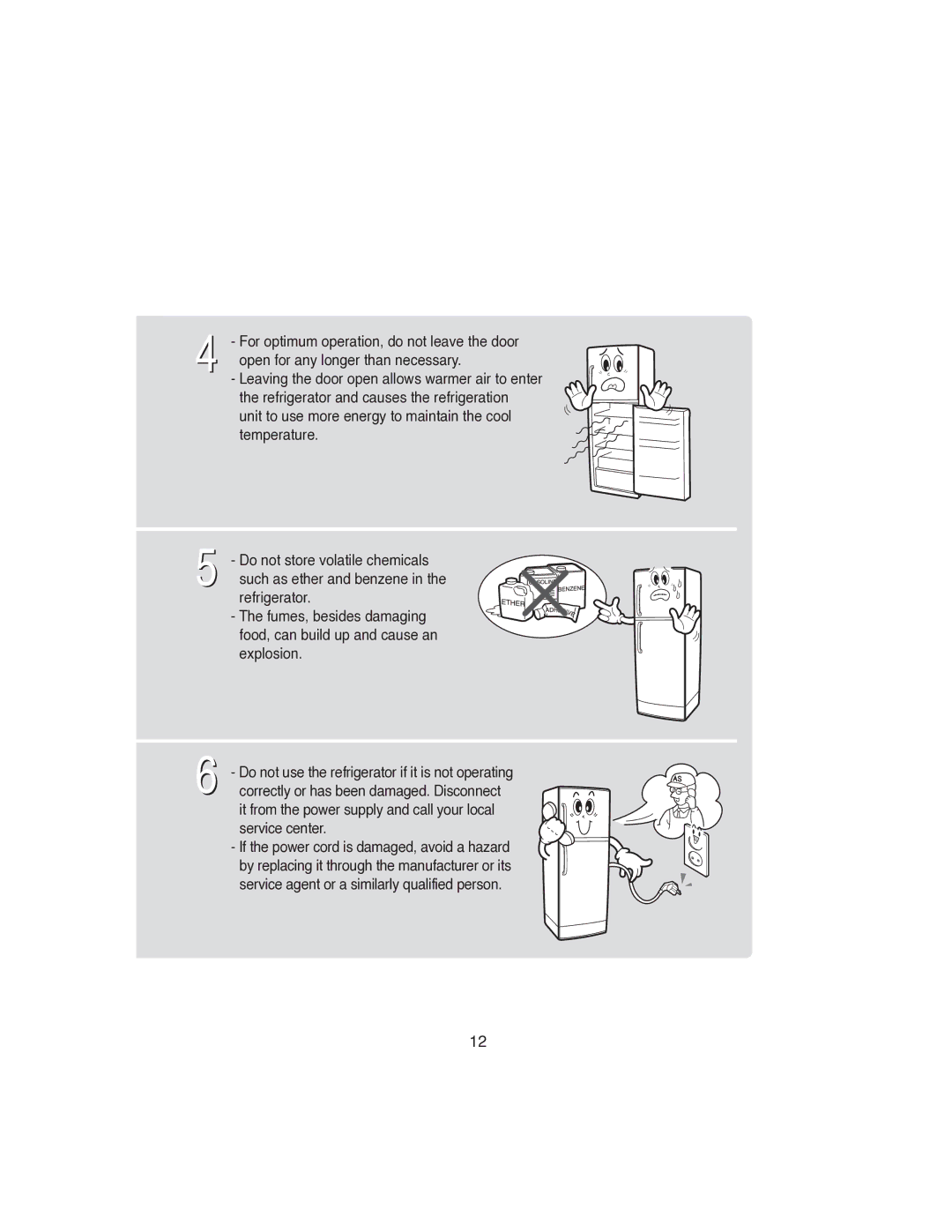 Samsung RT22S manual For optimum operation, do not leave the door 