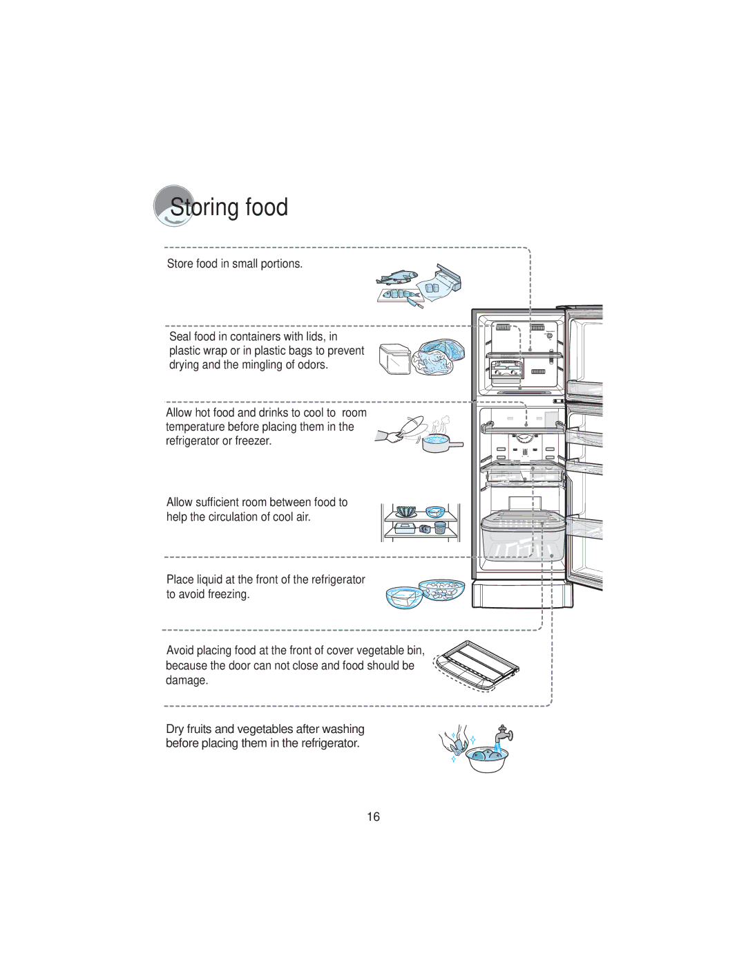 Samsung RT22S manual Storing food 