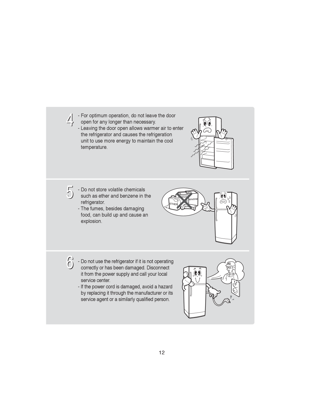 Samsung RT22S manual For optimum operation, do not leave the door 