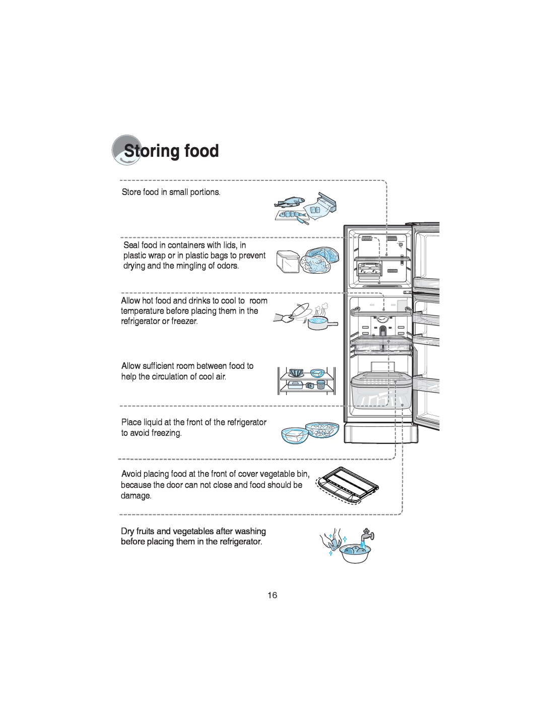 Samsung RT22S manual Storing food 