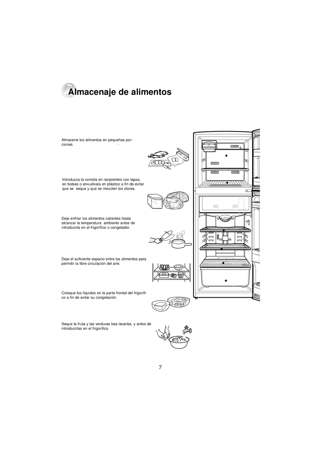 Samsung RT24MGSW1/AFK, RT24MHSW1/XEP manual Almacenaje de alimentos 