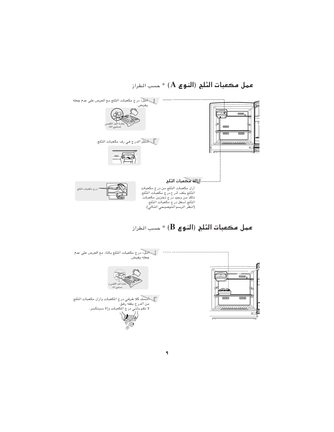 Samsung RT21MHSW2/ZAM زاﺮﻄﻟا ﺐﺴﺣ * a عﻮﻨﻟا ﺞﻠﺜﻟا تﺎﺒﻌﻜﻣ ﻞﻤﻋ, زاﺮﻄﻟا ﺐﺴﺣ * B عﻮﻨﻟا ﺞﻠﺜﻟا تﺎﺒﻌﻜﻣ ﻞﻤﻋ, ﺞﻠﺜﻟا تﺎﺒﻌﻜﻣ ﺔﻟازإ 