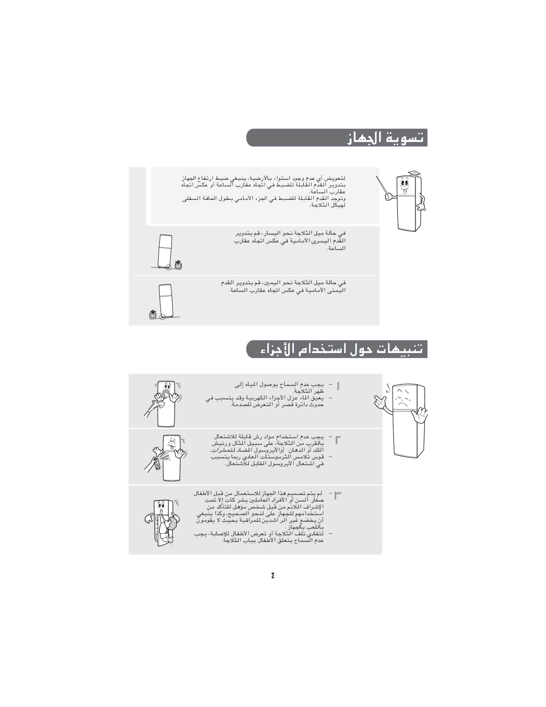 Samsung RT24MHSW1/AIE, RT24MGSW1/ZBD, RT21MGSW1/ZBD, RT21MGSW1/BLS, RT24MHSW1/SUT زﺎﻬﳉا ﺔﻳﻮﺴﺗ, ءاﺰﺟﻷا ماﺪﺨﺘﺳا لﻮﺣ تﺎﻬﻴﺒﻨﺗ 