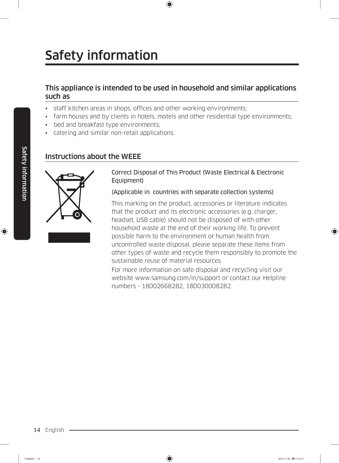 Samsung RT25K3002S8/MA manual Instructions about the Weee 