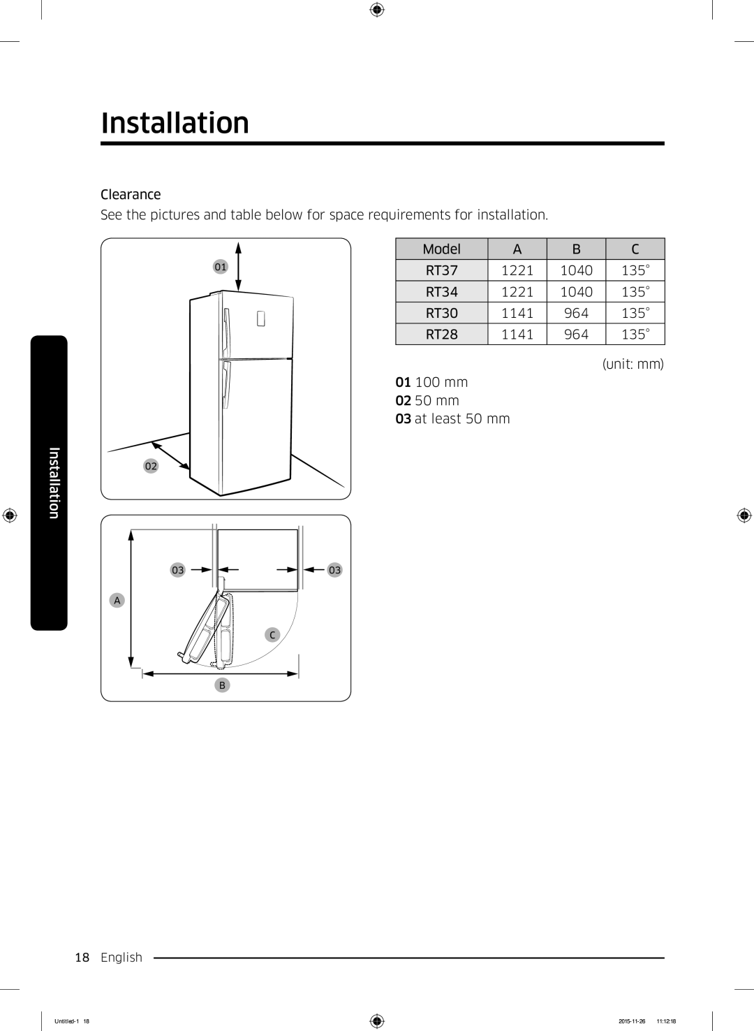 Samsung RT25K3002S8/MA manual Installation 