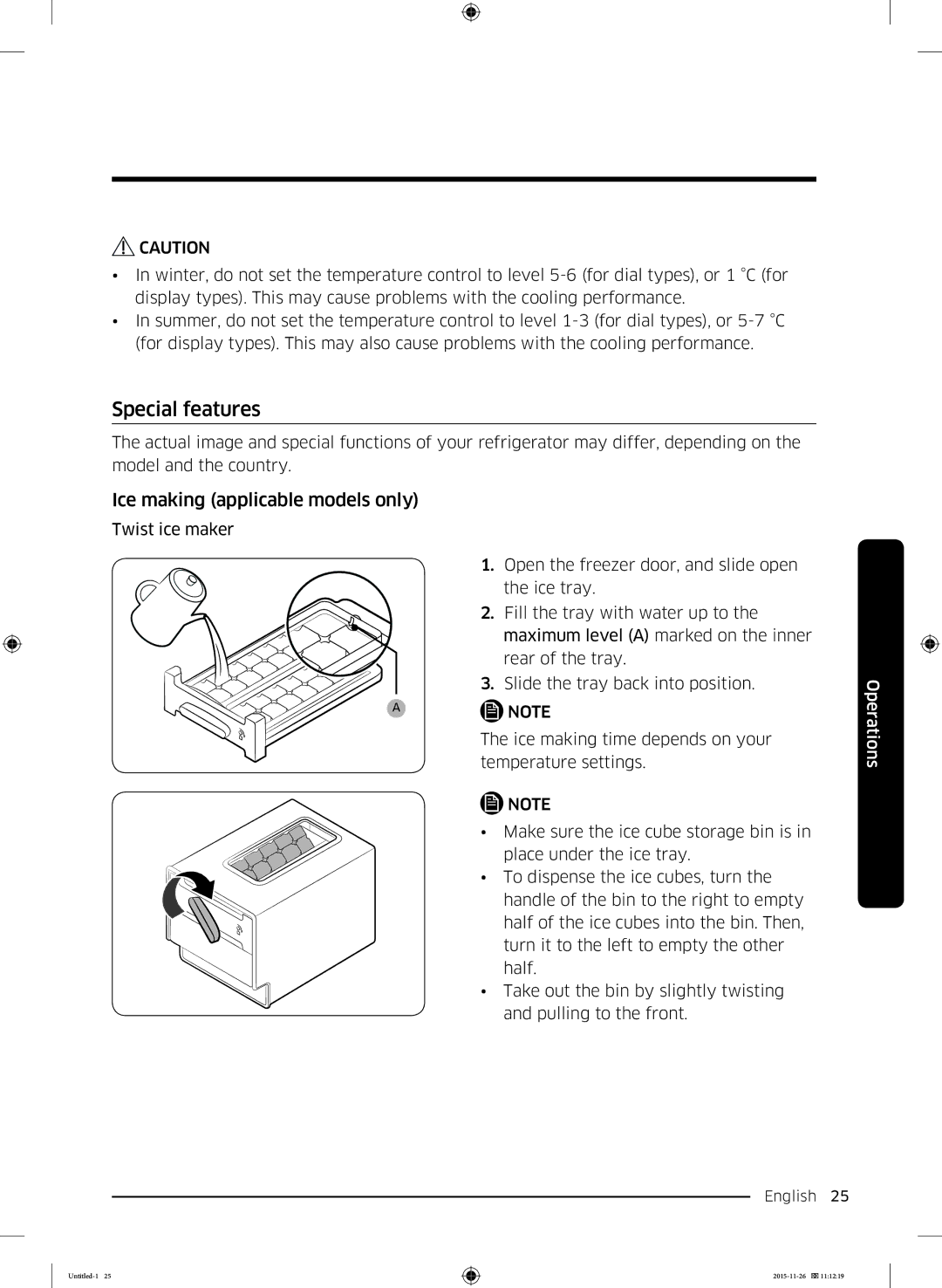 Samsung RT25K3002S8/MA manual Special features, Ice making applicable models only 