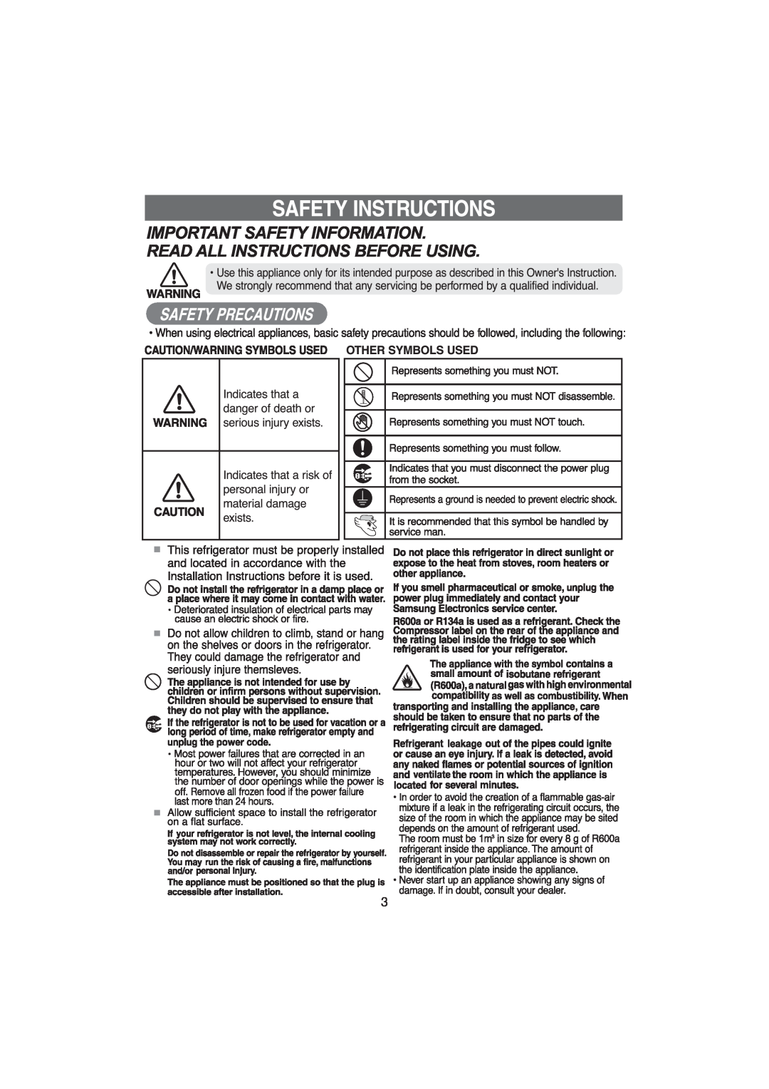 Samsung RT25S manual 