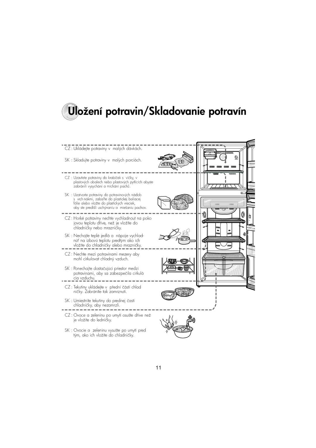 Samsung RT30MASW1/XEH, RT37MASS1/XEH manual Uložení potravin/Skladovanie potravín 