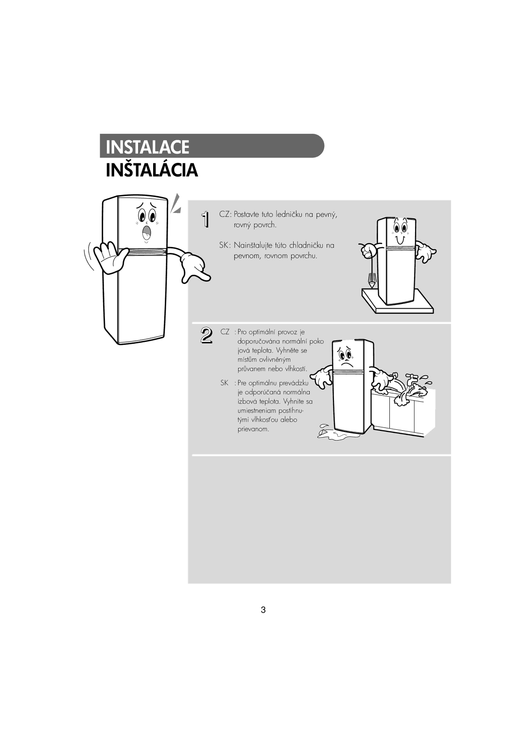 Samsung RT30MASW1/XEH, RT37MASS1/XEH manual Instalace, Inštalácia 